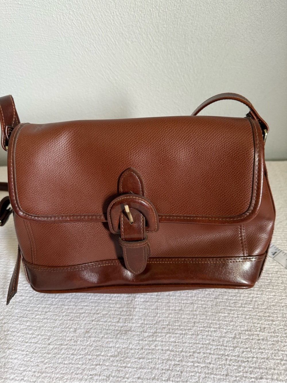 Liz Claiborne Brown Leather Shoulder Bag with Buckle Flap